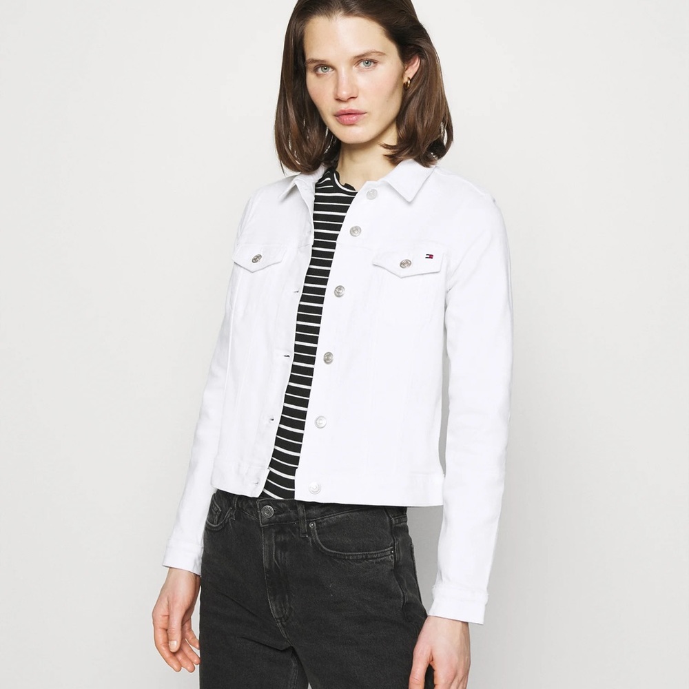 Tommy Hilfiger white denim jacket size 8 (small)
